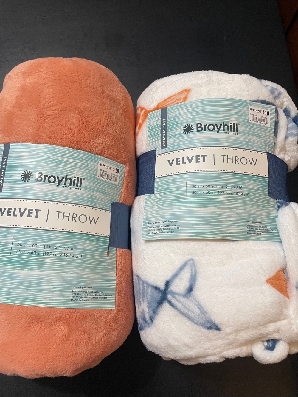 Velvet Throw Blankets Set of 2 Broyhill light colors for any occasion 50 X  60
